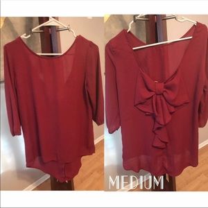 Red Bow Back Blouse